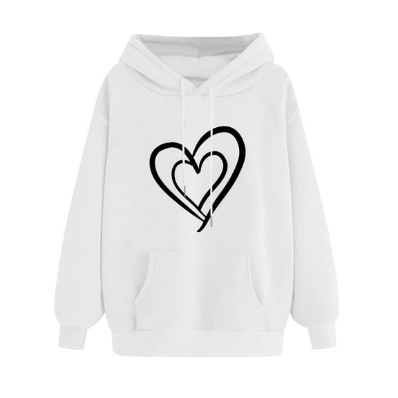 Lenpel Fall Sweatshirts for Women Hoodies Long Sleeve Graphic Pullover Tops Fashion Outwear with Pocket