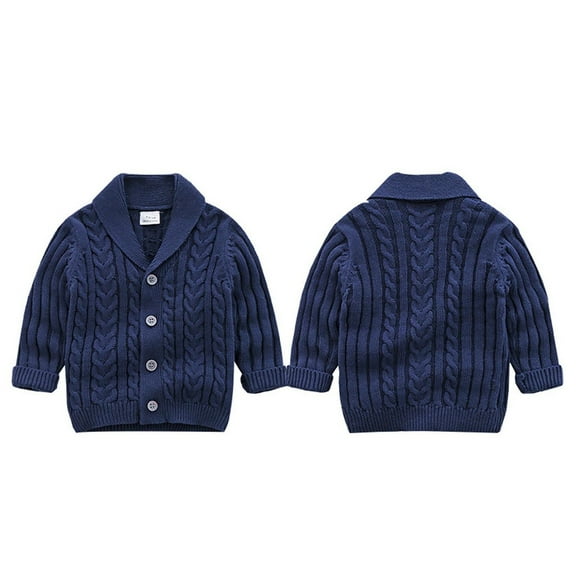 Lenpel Fall Winter Outfits for Newborn Baby Button down V Neck Cable Knitted Cardigan Soft Cotton Sweater Outwear