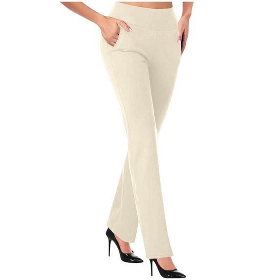 Lenpel Flare Dress Pants for Women High Waisted Business Casual Work Office Trousers Trendy Comfy Bootcut Pants