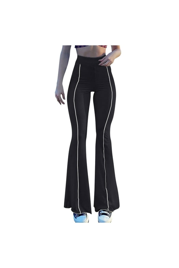 Flare Leggings for Women Fashion High Rise Stretchy Workout Bootcut Yoga Pants Lounge Bell Button Trousers