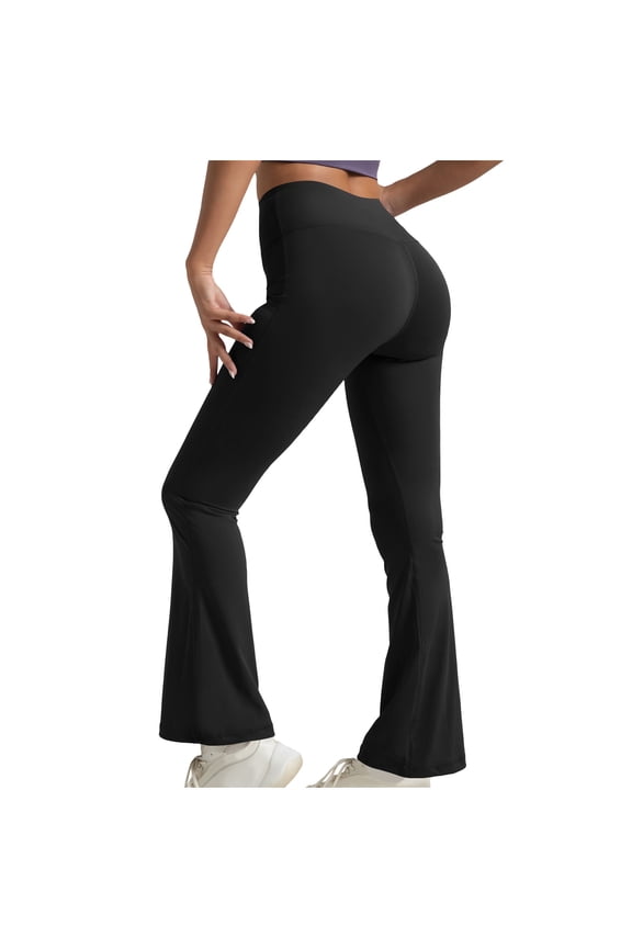 Flare Leggings for Women High Waisted Butt Lifting Seamless Bell Bottom Yoga Pants Bootcut Workout Trousers