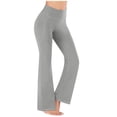 thumbnail image 1 of Lenpel Flare Leggings for Women Soft Comfy High Waisted Bell Bottom Workout Lounge Pants Bootcut Yoga Pants with Pockets(Gray,X-Large), 1 of 5