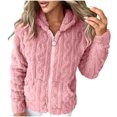 thumbnail image 1 of Lenpel Fleece Jackets for Women 2024 Fashion Solid Color Zip up Hooded Fuzzy Warm Coat Plush Fall Winter Outwear, 1 of 7
