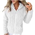 thumbnail image 1 of Lenpel Fleece Jackets for Women 2024 Fashion Solid Color Zip up Hooded Fuzzy Warm Coat Plush Fall Winter Outwear, 1 of 7