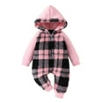 thumbnail image 1 of Lenpel Fleece Jumpsuits for Baby Girls Boys Long Sleeve Zip up Hooded Plaid Romper Newborn Fall Winter Warm Clothes, 1 of 7
