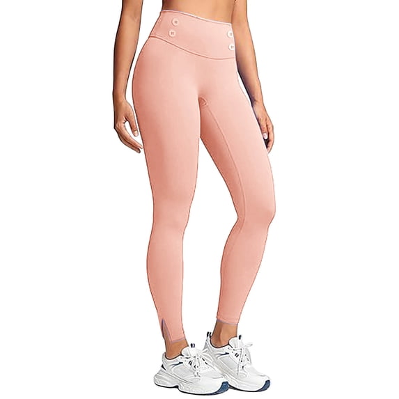 Lenpel Fleece Leggings for Women Soft Casual High Waisted Split Hem Slim Warm Running Yoga Pants Thermal Workout Tights(Pink,Medium)