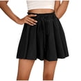 thumbnail image 1 of Lenpel Flowy Shorts for Women Summer Ruffle Elastic High Waisted Pleated Wide Leg Boho Casual Shorts Beach Vacation Clothes, 1 of 7