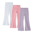 thumbnail image 1 of Lenpel Girls' 3 Pc Flare Leggings Kids High Waisted Pull on Stretchy Bell Bottom Workout Yoga Pants Bootcut Casual Pants(Multicolor5,14-15 Years), 1 of 7