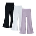 thumbnail image 1 of Lenpel Girls' 3 Pc Flare Leggings Kids High Waisted Pull on Stretchy Bell Bottom Workout Yoga Pants Bootcut Casual Pants(Multicolor6,14-15 Years), 1 of 7