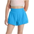 thumbnail image 1 of Lenpel Girls' Athletic Shorts Summer Casual Elastic Waist Workout Running Shorts with Pockets Children Gym Shorts with Zipper Pockets, 1 of 5