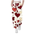 thumbnail image 1 of Lenpel Girls' Baggy Joggers Kids Elastic High Waisted Drawstring Heart Printed Cinch Bottom Sweatpants Athletic Casual Pants(Multicolor,13-14 Years), 1 of 5