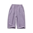 thumbnail image 1 of Lenpel Girls' Bermuda Summer Shorts Lightweight Elastic Waist Quick Dry Knee Length Shorts Outdoor Casual Shorts with Pockets, 1 of 4