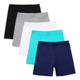thumbnail image 1 of Lenpel Girls' Bike Shorts 5 Pc Cotton Elastic Waist Active Under Dress Dance Shorts Volleyball Yoga Shorts 5-14 Years, 1 of 7