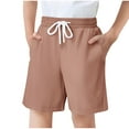 thumbnail image 1 of Lenpel Girls Boys' Bermuda Shorts Lightweight Elastic Waist Drawstring Knee Length Shorts Athletic Casual Shorts with Pockets, 1 of 7