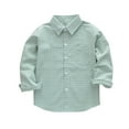 thumbnail image 1 of Lenpel Girls Boys' Button down Shirts Toddler Cotton Plaid Long Sleeve Collared Blouses with Pocket Children Spring Fall Clothes, 1 of 3