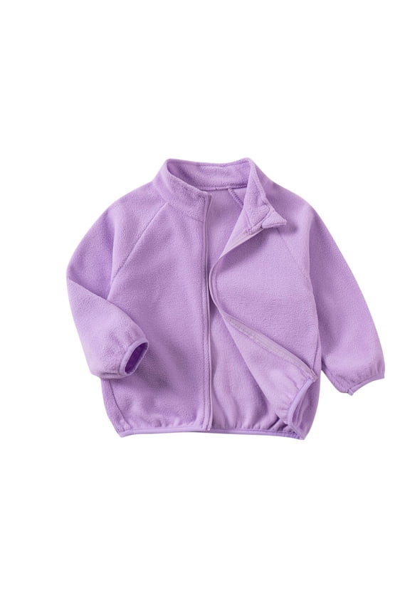 Girls Boys' Fleece Jackets Toddler Baby Long Sleeve Mock Neck Zip up Fuzzy Warm Jackets Plush Outwear Coats(Purple,2-3 Years)