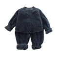 thumbnail image 1 of Lenpel Girls Boys' Fleece Sweatsuits Fuzzy Long Sleeve Crew Neck Pullover Sweatshirt Pants 2 PCs Pajama Set for 3-16 Y, 1 of 3
