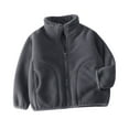 thumbnail image 1 of Lenpel Girls Boys' Fuzzy Fleece Jackets Unisex Baby Toddler Long Sleeve Mock Neck Plush Warm Jackets Casual Outwear Coats(Gray,2-3 Years), 1 of 5