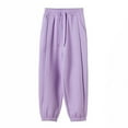 thumbnail image 1 of Lenpel Girls Boys' Joggers Soft Cotton Elastic High Waisted Drawstring Cinch Bottom Sweatpants Athletic Lounge Pants with Pockets, 1 of 3