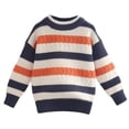 thumbnail image 1 of Lenpel Girls Boys' Sweaters Unisex Children Crew Neck Long Sleeve Color Block Striped Pullover Knit Tops Fall Winter Clothes(Blue,11-12 Years), 1 of 2