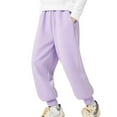 thumbnail image 1 of Lenpel Girls Boys' Sweatpants Unisex Children Cotton Elastic Waist Pull on Fleece Athletic Pants Baggy Active Joggers with Pockets(Purple,12-13 Years), 1 of 5