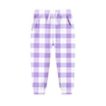 thumbnail image 1 of Lenpel Girls Boys' Sweatpants Unisex Children Elastic Waist Drawstring Plaid Athletic Jogger Pants Toddler Active Joggers(Purple,5-6 Years), 1 of 3