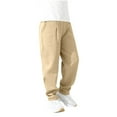 thumbnail image 1 of Lenpel Girls' Boys Sweatpants Unisex Children Soft Cotton Elastic Waist Drawstring Tapered Lounge Pants Casual Athletic Pants(Khaki,7-8 Years), 1 of 4