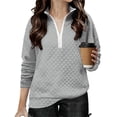 thumbnail image 1 of Lenpel Girls Boys' Sweatshirts Long Sleeve Half Zip Collared Textured Pullover Sweatshirt Tops Children Casual Clothes(Gray,12-13 Years), 1 of 5