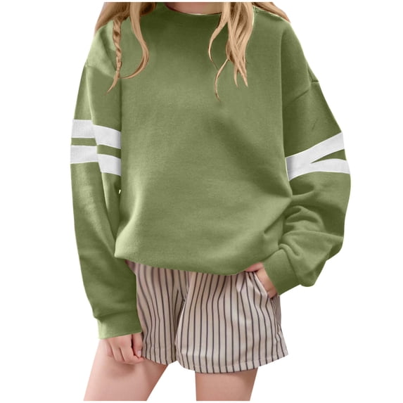 Lenpel Girls Boys' Sweatshirts Toddler Baby Long Sleeve Crew Neck Striped Pullover Sweatshirt Tops Children Casual Clothes(Green,2-3 Years)