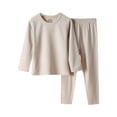thumbnail image 1 of Lenpel Girls Boys' Thermal Underwear Set Soft Warm Long Sleeve Base Layer Top Bottoms 2 Pcs Fall Winter Outfits, 1 of 3
