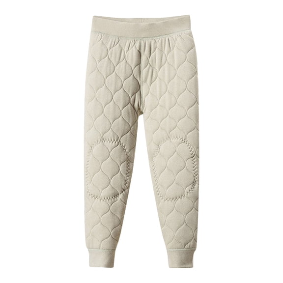Lenpel Girls Boys' Winter Clothes Cotton Solid Color Quilted Thermal Underwear Bottoms Thick Warm Base Layer Pants