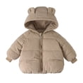 thumbnail image 1 of Lenpel Girls Boys' Winter Jackets Toddler Baby Long Sleeve Zip up Ear Hooded Corduroy Jackets Thick Warm Outwear Coats(Khaki,7-8 Years), 1 of 3