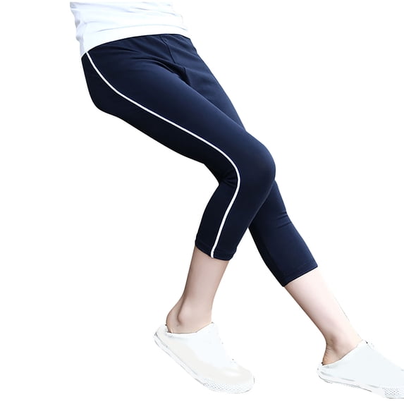 Lenpel Girls' Capri Leggings Soft Casual Cotton High Waisted Stretchy Yoga Cropped Pants Lounge Workout Tights