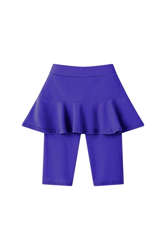 Girls' Capri Skirted Leggings Knee Length Stretchy Athletic Shorts with Ruffle Skirt Children Summer Clothes