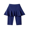 thumbnail image 1 of Lenpel Girls' Capri Skirted Leggings Knee Length Stretchy Athletic Shorts with Ruffle Skirt Children Summer Clothes, 1 of 7