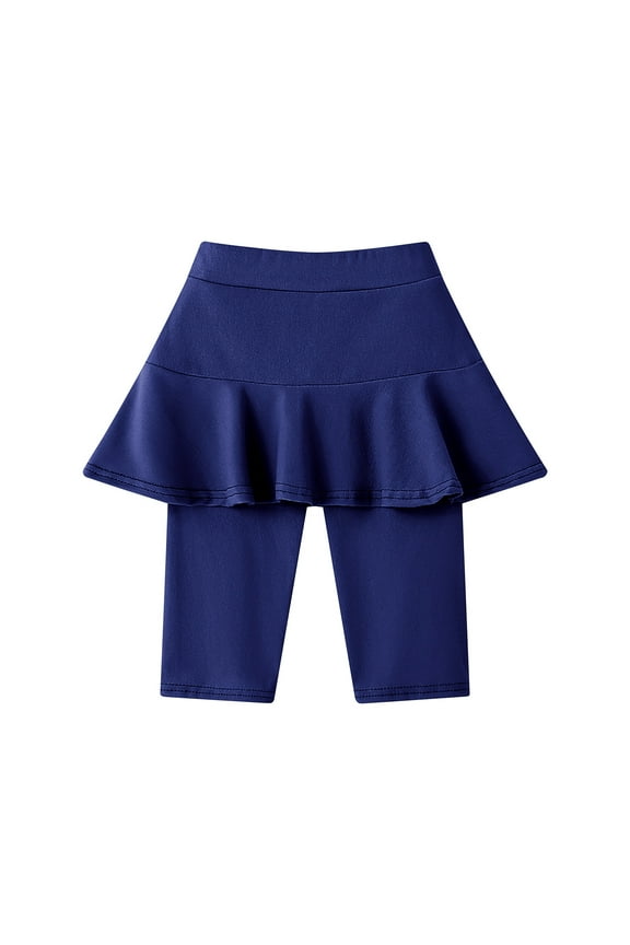 Girls' Capri Skirted Leggings Knee Length Stretchy Athletic Shorts with Ruffle Skirt Children Summer Clothes