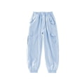 thumbnail image 1 of Lenpel Girls' Cargo Pants Loose Elastic Waist Cinch Bottom Casual Joggers Lightweight Streetwear Trousers with Pockets, 1 of 5