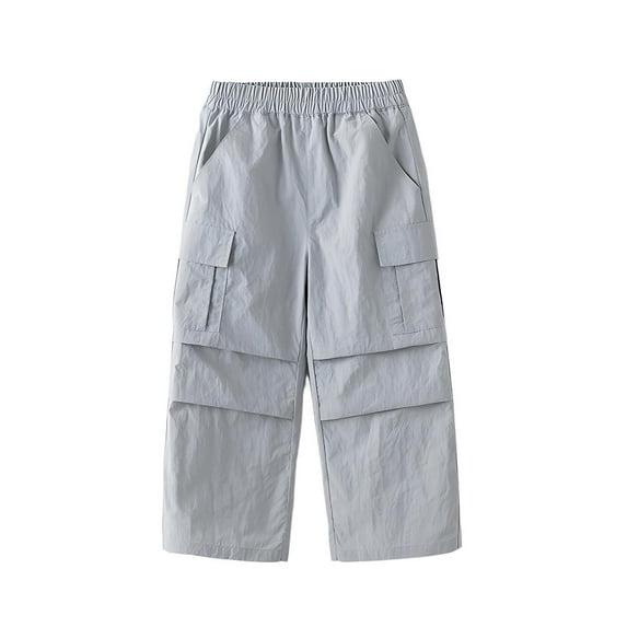 Lenpel Girls' Cargo Pants Toddler Baby Lightweight Elastic Waist Pleated Wide Leg Pants Children Streetwear Casual Trousers