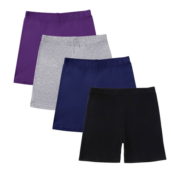 Lenpel Girls' Dance Shorts 4 Pieces Soft Cotton Elastic Waist Under Dress Cartwheel Shorts Summer Biker Shorts 5-14 Y