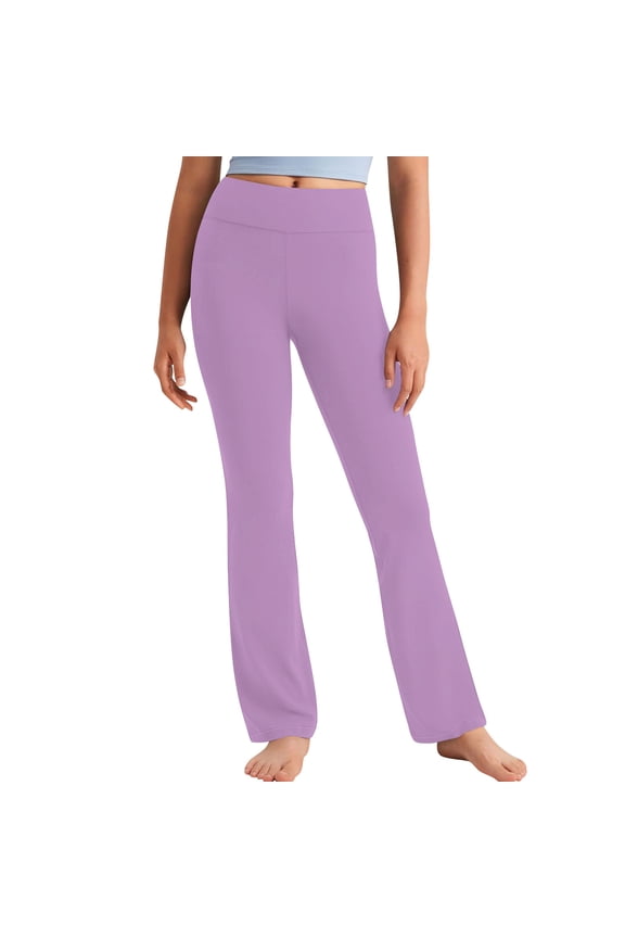 Girls' Flare Leggings Children Soft High Waisted Pull on Lounge Yoga Pants Casual Activewear Dance Pants(Purple,6-7 Years)
