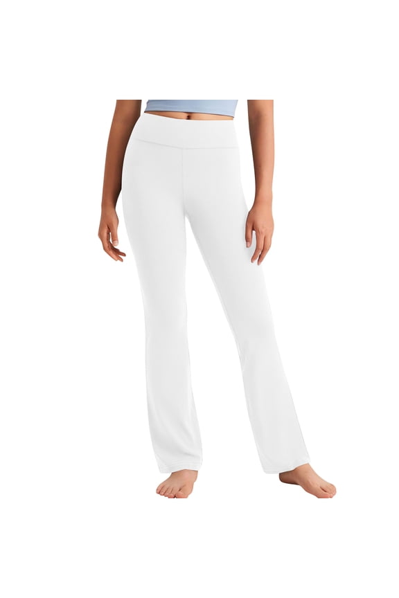 Girls' Flare Leggings Children Soft High Waisted Pull on Lounge Yoga Pants Casual Activewear Dance Pants(White,12-13 Years)