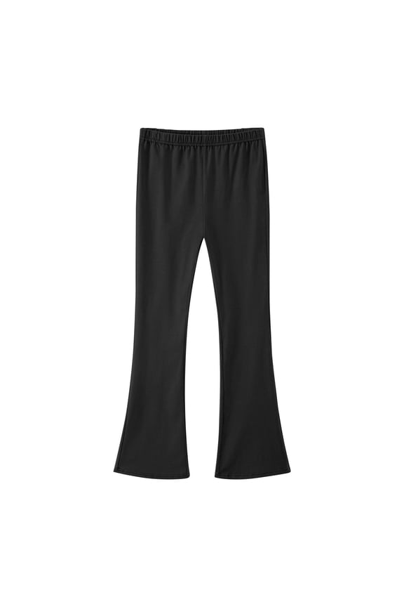 Girls' Flare Leggings Cotton Elastic Waist Pull on Bell Bottom Dance Yoga Pants Bootcut Casual Pants 3-16 Y(Black,3-4 Years)