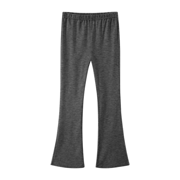 Lenpel Girls' Flare Leggings Cotton Elastic Waist Pull on Bell Bottom Dance Yoga Pants Bootcut Casual Pants 3-16 Y(Dark Gray,5-6 Years)