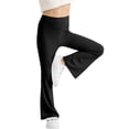 thumbnail image 1 of Lenpel Girls' Flare Leggings Ribbed High Waisted Solid Color Bell Bottom Yoga Pants Soft Casual Bootcut Pants with Pockets, 1 of 7