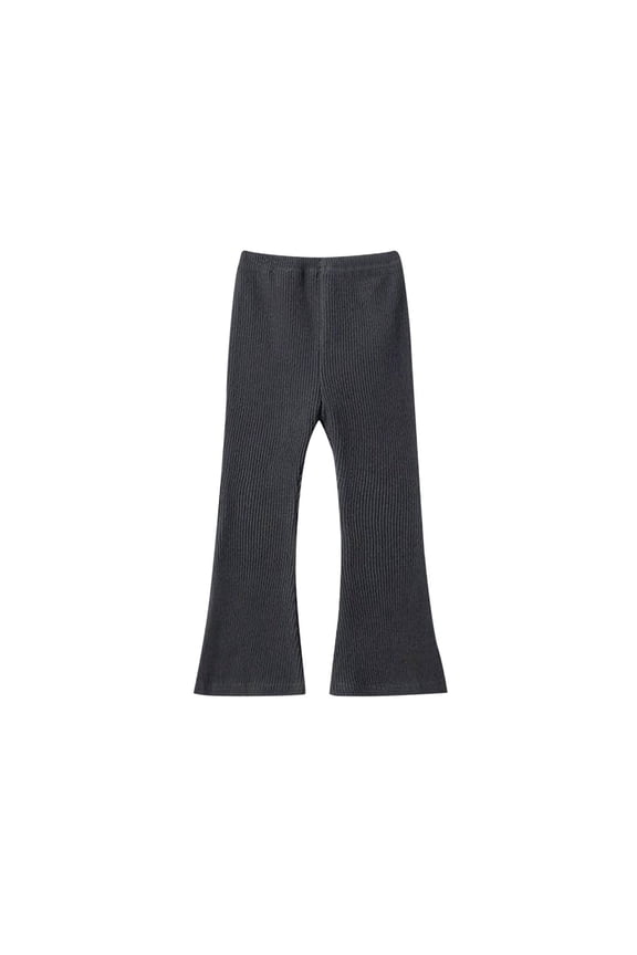 Girls' Flare Leggings Toddler Baby Ice Silk Elastic Waist Pull on Bell Bottom Pants Bootcut Casual Pants 1-11 Y(Dark Gray,3-4 Years)