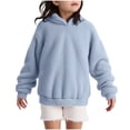 thumbnail image 1 of Lenpel Girls' Fuzzy Fleece Hoodies Kids Casual Warm Plush Long Sleeve Ear Hooded Sweatshirts Pullover Sweater Tops(Blue,14-15 Years), 1 of 6