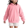 thumbnail image 1 of Lenpel Girls' Fuzzy Fleece Hoodies Kids Casual Warm Plush Long Sleeve Ear Hooded Sweatshirts Pullover Sweater Tops(Pink,5-6 Years), 1 of 6