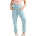 thumbnail image 1 of Lenpel Girls' Joggers Elastic High Waisted Tapered Ribbed Comfy Workout Lounge Pants Lightweight Casual Trousers with Pockets, 1 of 5
