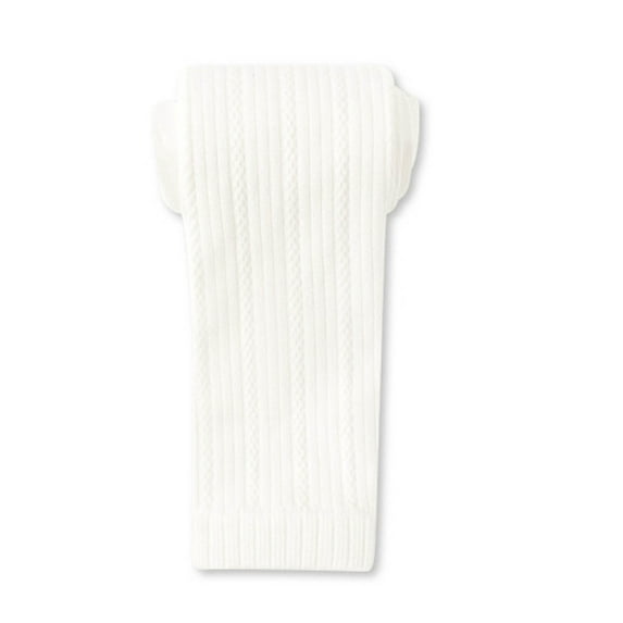 Lenpel Girls Leggings Toddler Fall Winter Full Length Textured Footless Knit Tights Warm Bottom Pants for Children 3-15 Y(White,3-5 Years)