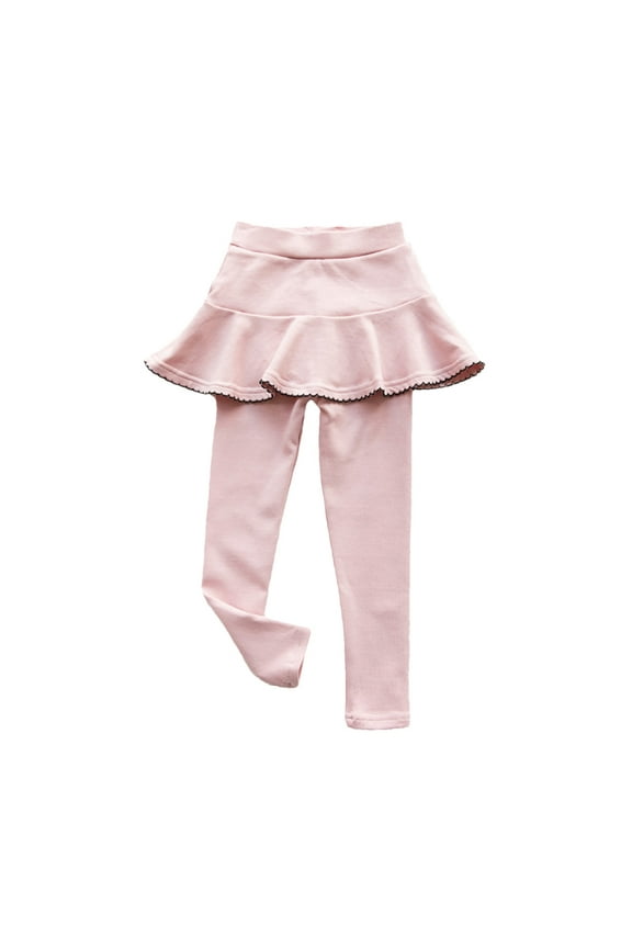 Girls' Leggings with Skirt Cotton High Waisted Athletic Stretchy Ruffle Skirted Tennis Pants Footless Tights
